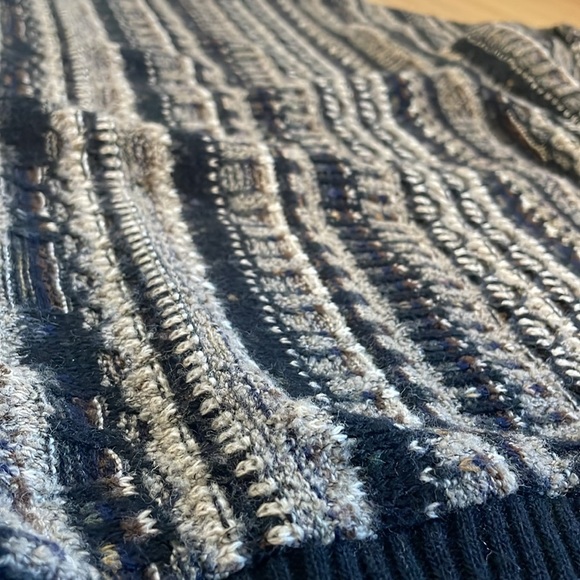 VTG 3D Knit Murano Knit Sweater XXL Black Wool Blend Crew Cosby Pullover Multi - Picture 8 of 15